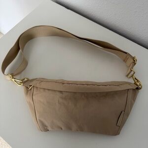 Beige Canvelle Crossbody Crescent Sling Belt Bag/Fanny - Pack Perfect for Travel